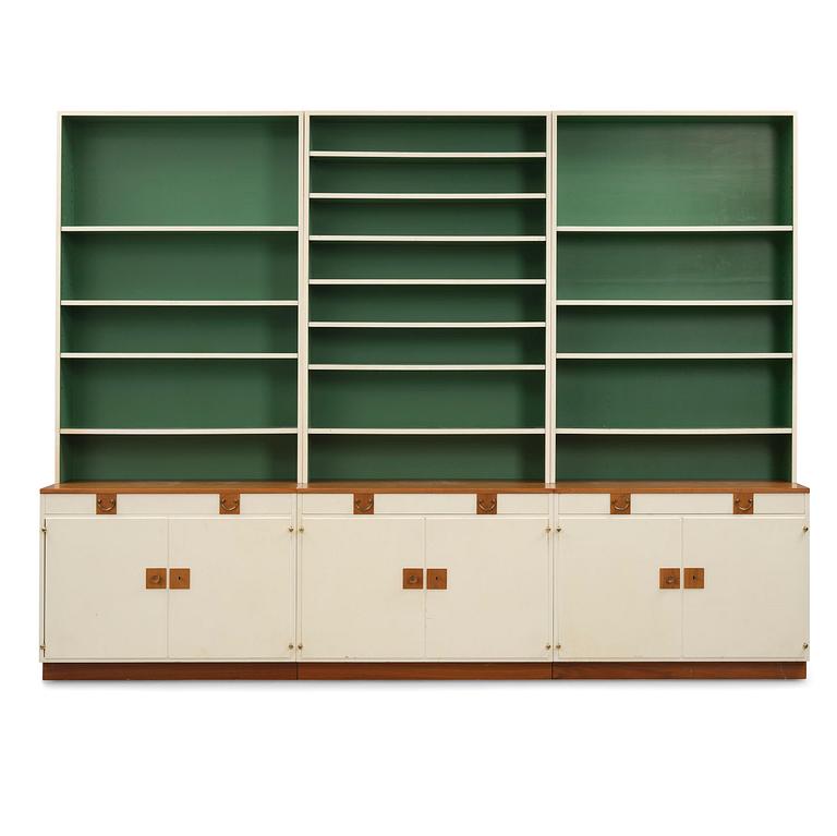 Josef Frank, a set of three bookcases model "B 2255", Firma Svenskt Tenn, mid-20th century, provenance Estrid Ericson.