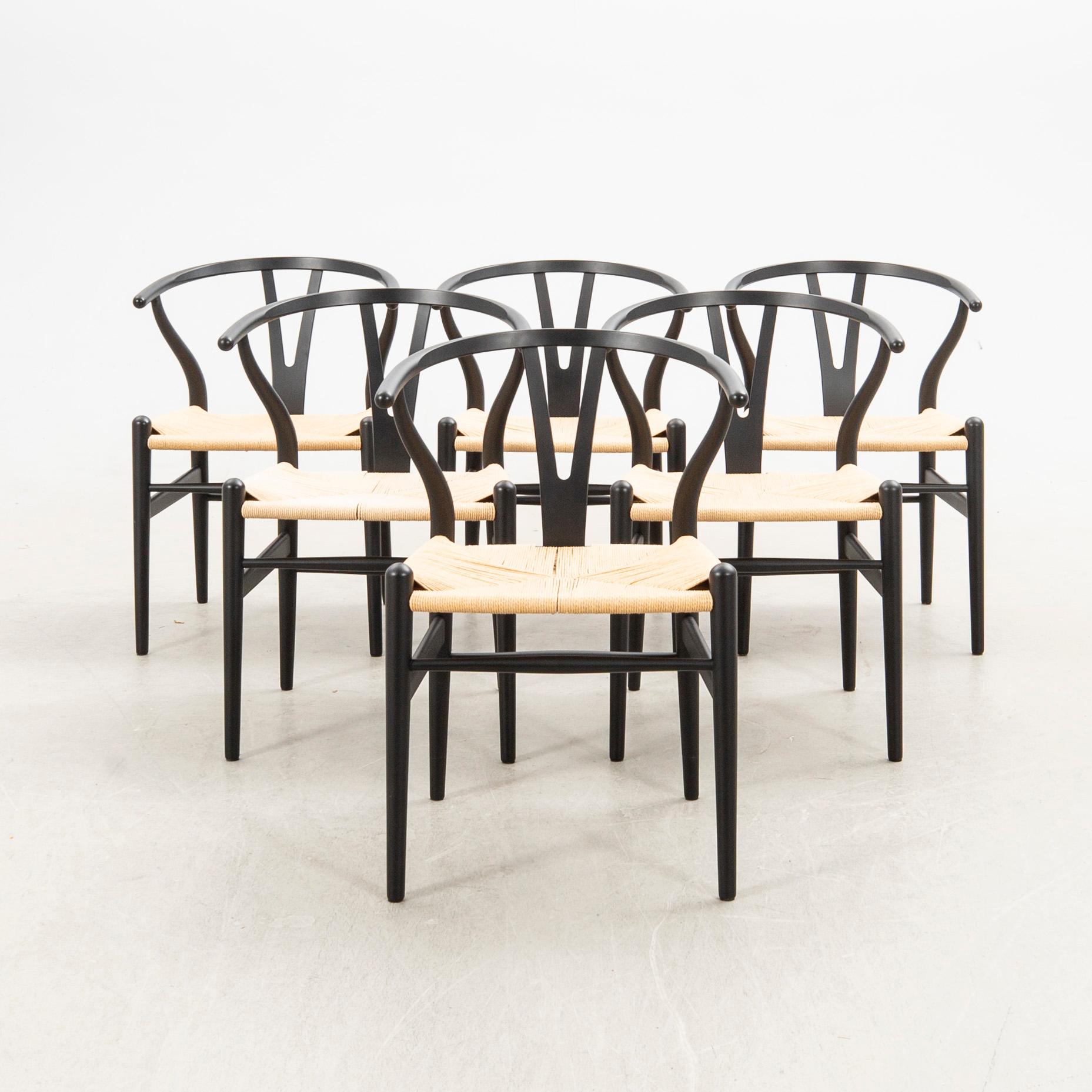 Hans J. Wegner, chairs, 6 pcs, CH-24 "The Y Chair" Carl Hansen & Son Denmark 21st century.