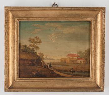 Johan Philip Korn Attributed to, Landscape with a country mansion.