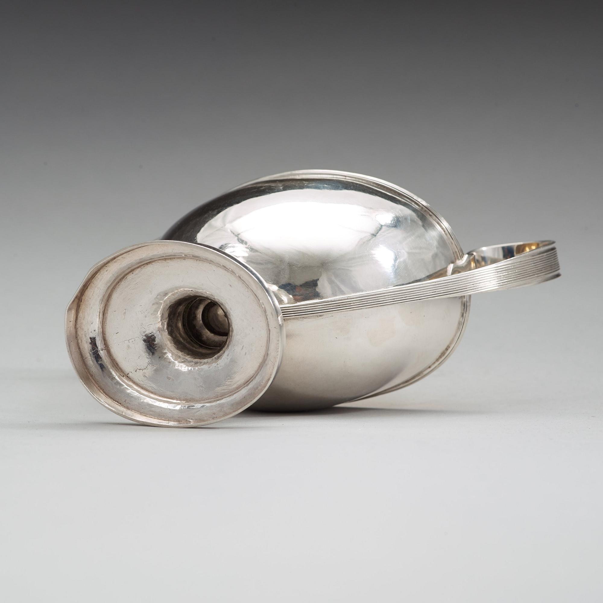 JOHAN PETTER GRÖNVALL, Stockholm 1838, såskanna, silver, empire.