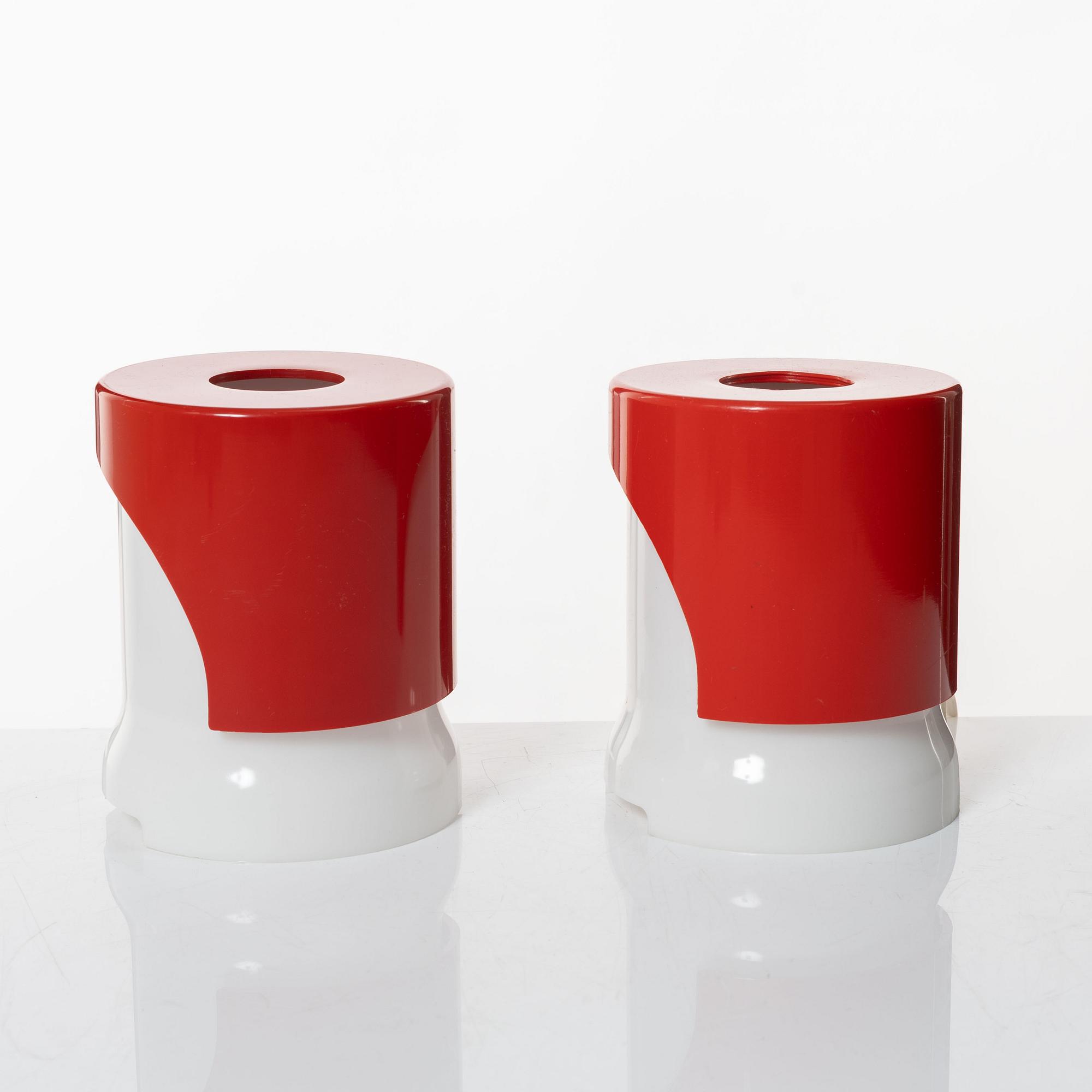 Joe Colombo, table lamps, a pair, KD 24, Kartell, manufactured by Husqvarna Borstfabrik AB.