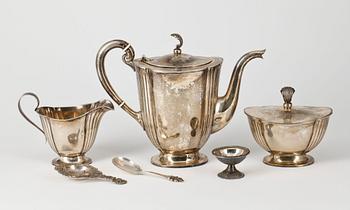PARTI SILVER, 6 delar, silver, bl a GAB, Stockholm, 1929. Vikt ca 1177 gram.