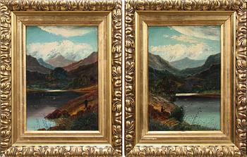 OKÄND KONSTNÄR, olja på duk, 2 st, bär sign, 1900-tal.