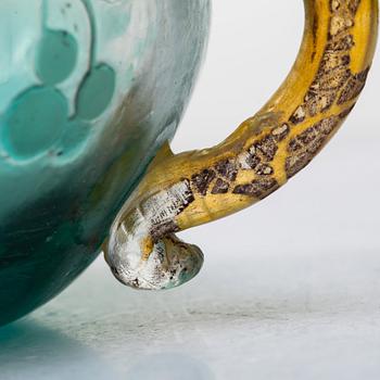 Emile Gallé, an Art Nouveau glass bowl, Nancy, France, with silver mounts by Ovchinnikov, Moscow.