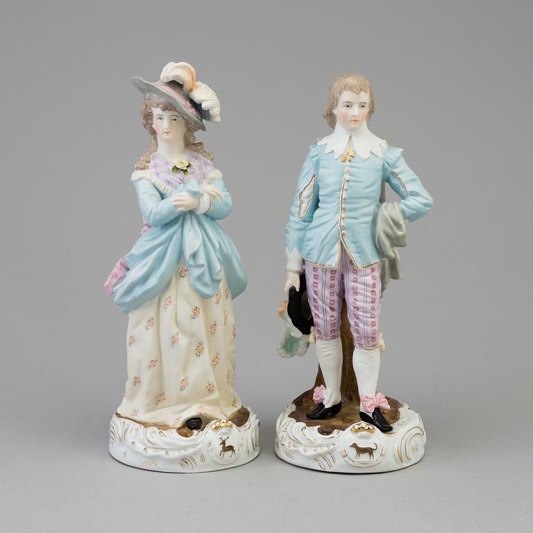 FIGURINER, ett par, biskviporslin. Tyskland, sannolikt Schumann, Berlin, sent 1800-tal.