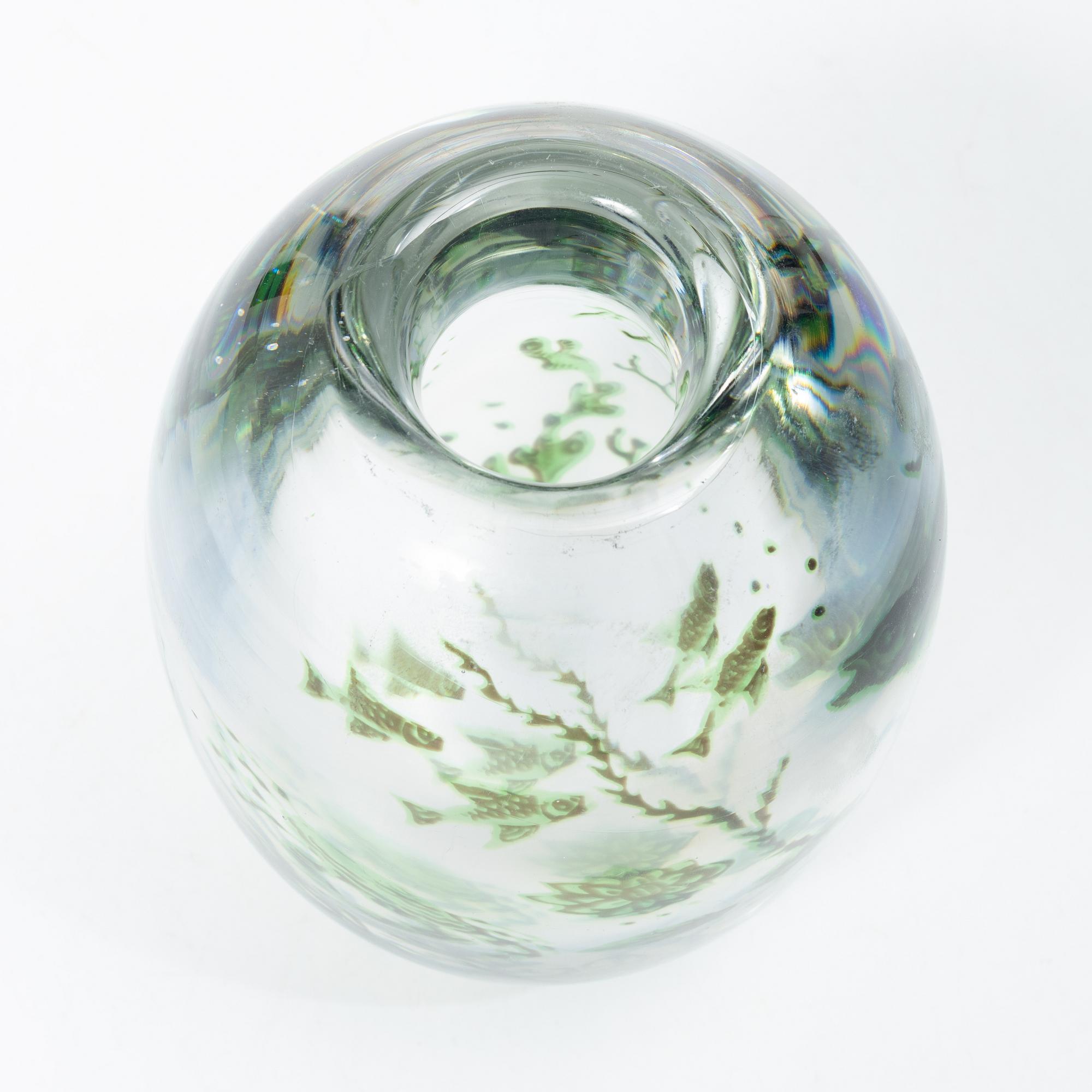 Edward Hald, A “fish graal” vase, Orrefors, mid-20th century.