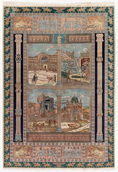 Carpet, Tabriz, figural, approx. 260 x 180 cm.