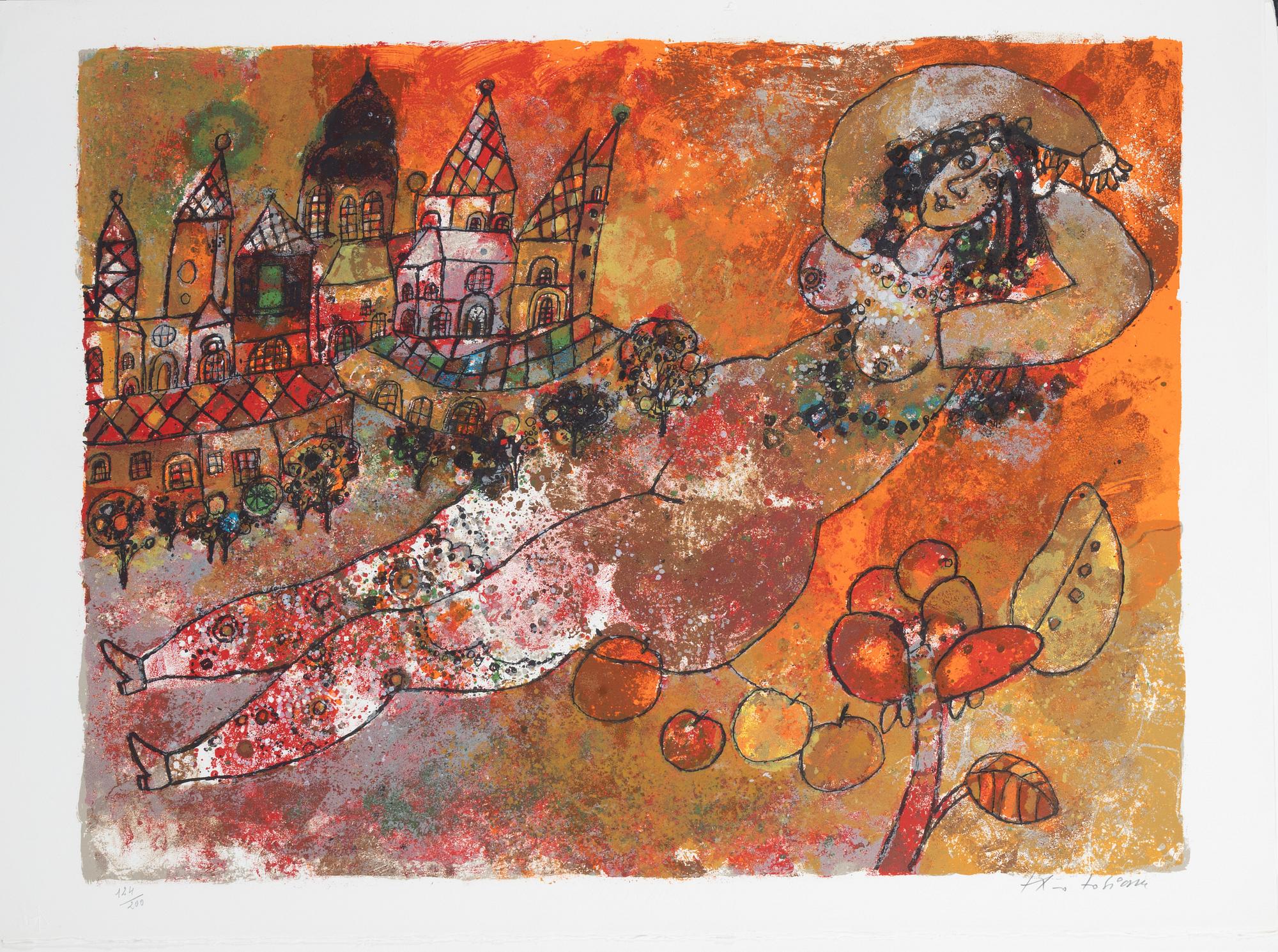 Theo Tobiasse, portfolio with 12 lithographs in colours, 1976, signed 124/200.