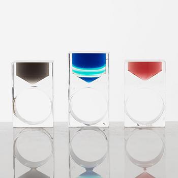 Siv Lagerström, three acrylic rings, 1970s.