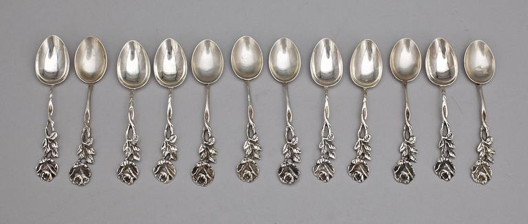 PARTI BESTICK, ca 40 delar, silver, bla CA Wietzlow, Tyskland, 1800-1900-tal. Tot vikt ca 790 gram.