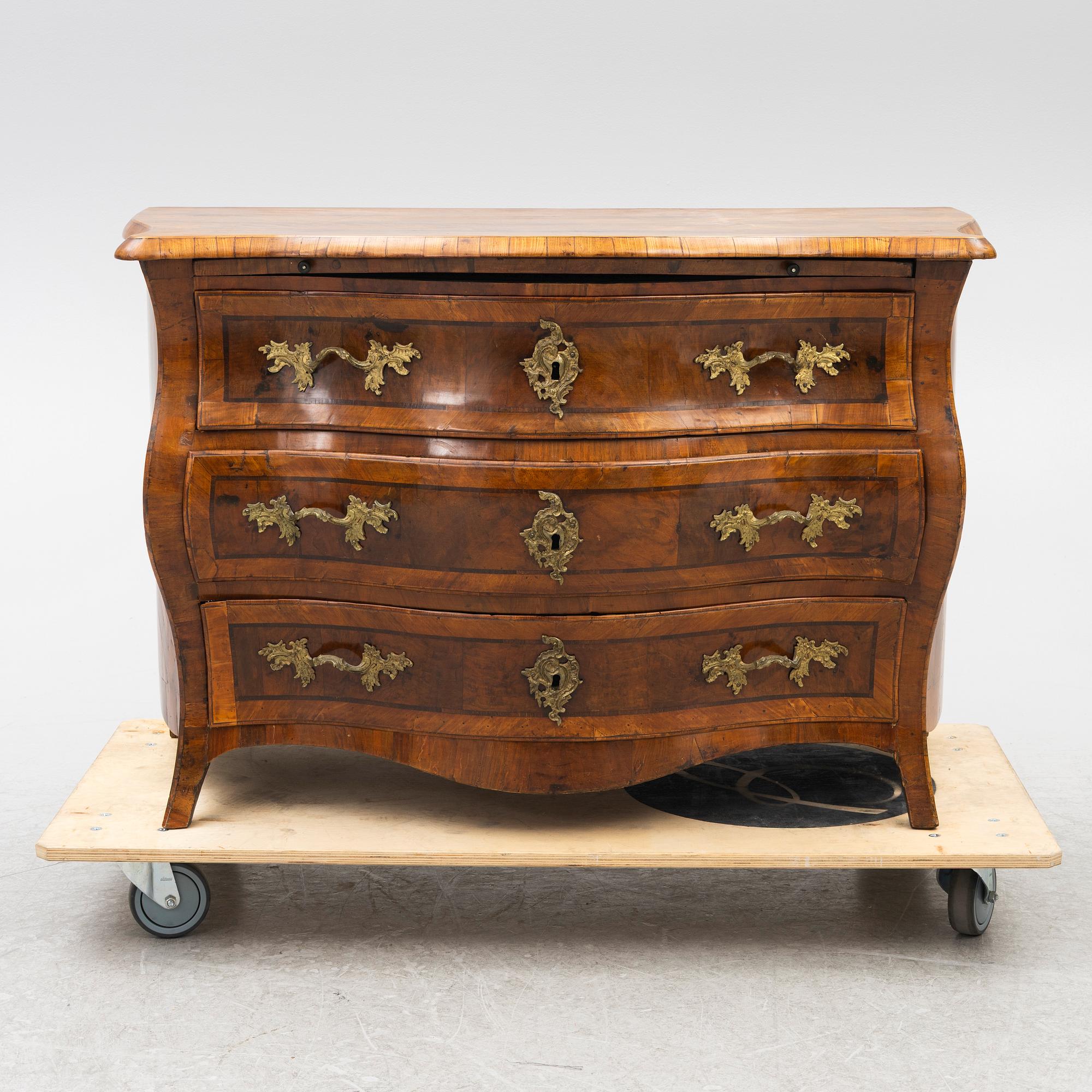 A Rococo chest of drawers, 18th century.