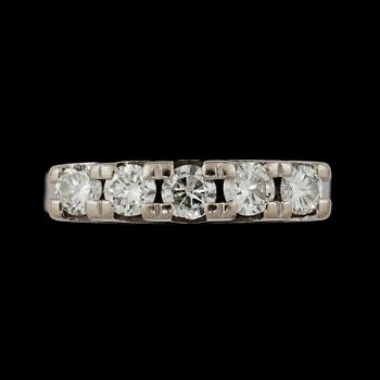 156. A brilliant cut diamond, totally circa 0.75 ct, ring.