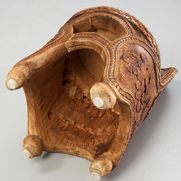 Knut Fjaestad, an Art Nouveau folk art sculptured pine chair, Sweden early 1900's.