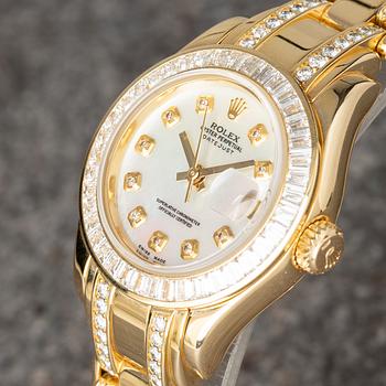 Rolex, Datejust, Pearlmaster, "Baguette Bezel", "Diamond-Set Bracelet", "MOP Dial", ca 1995.