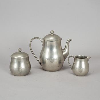 FIRMA SVENSKT TENN, kaffeservis, tre delar, tenn, 1928.