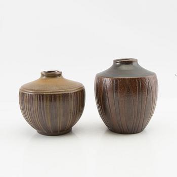 Arthur Andersson vases, 8 pieces, Wallåkra, mid-20th century stoneware.