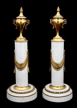 A pair of late Gustavian late 18th Century candlesticks/cassolettes.