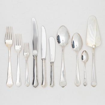Guldsmedsaktiebolaget (GAB), bestickservis, 55 delar, silver, modell "Chippendale", Eskilstuna, bl a 2002.