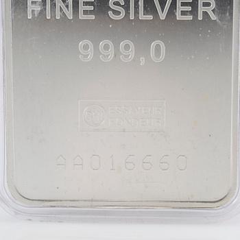 Silver bar 1kg 999 Valcambi Suisse.