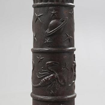 A Johannes Dahl cast iron column with sundial, by Näfveqvarns Bruk, Sweden.