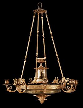 1606. An Empire early 19th century eight-light hanging-lamp.