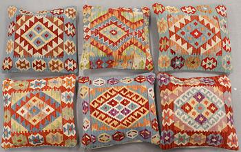Six kilim cushions, Ca 50 x 50 cm.