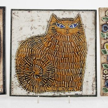 Lisa Larson, three stoneware wall reliefs, Gustavsberg, Sweden.