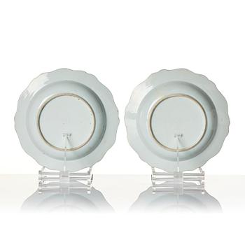 A pair of Chinese famille rose armorial plates, Qing dynasty, Qianlong (1736-95).