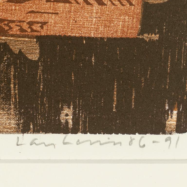 LARS LERIN, wood cut, signed and dated 86-91. Numbered 161/360.