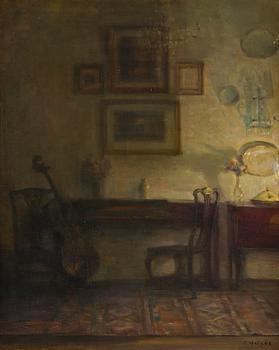 606. Carl Holsoe, Interior with cello.