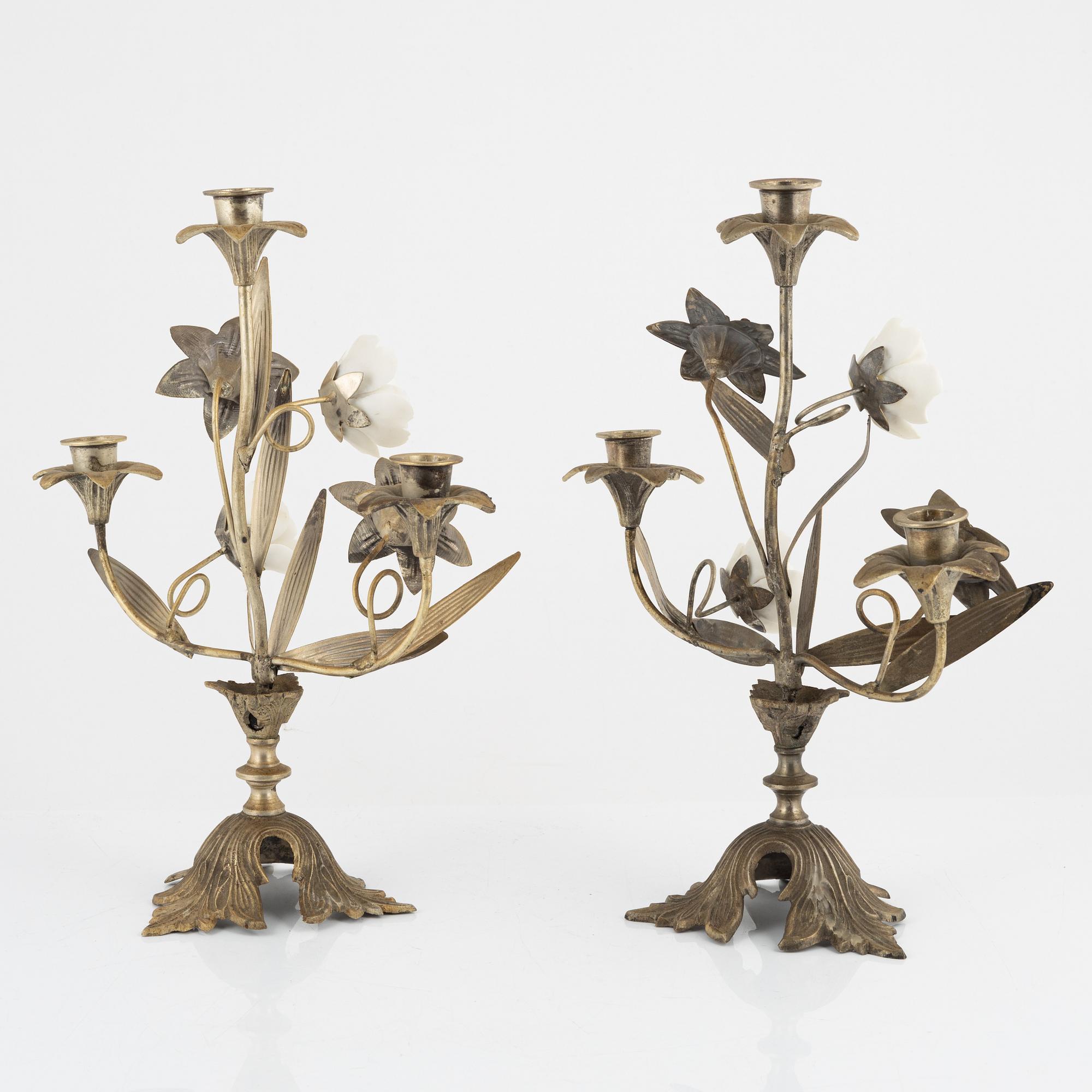 A pair candelabras + one, France, first half of the 20th century.