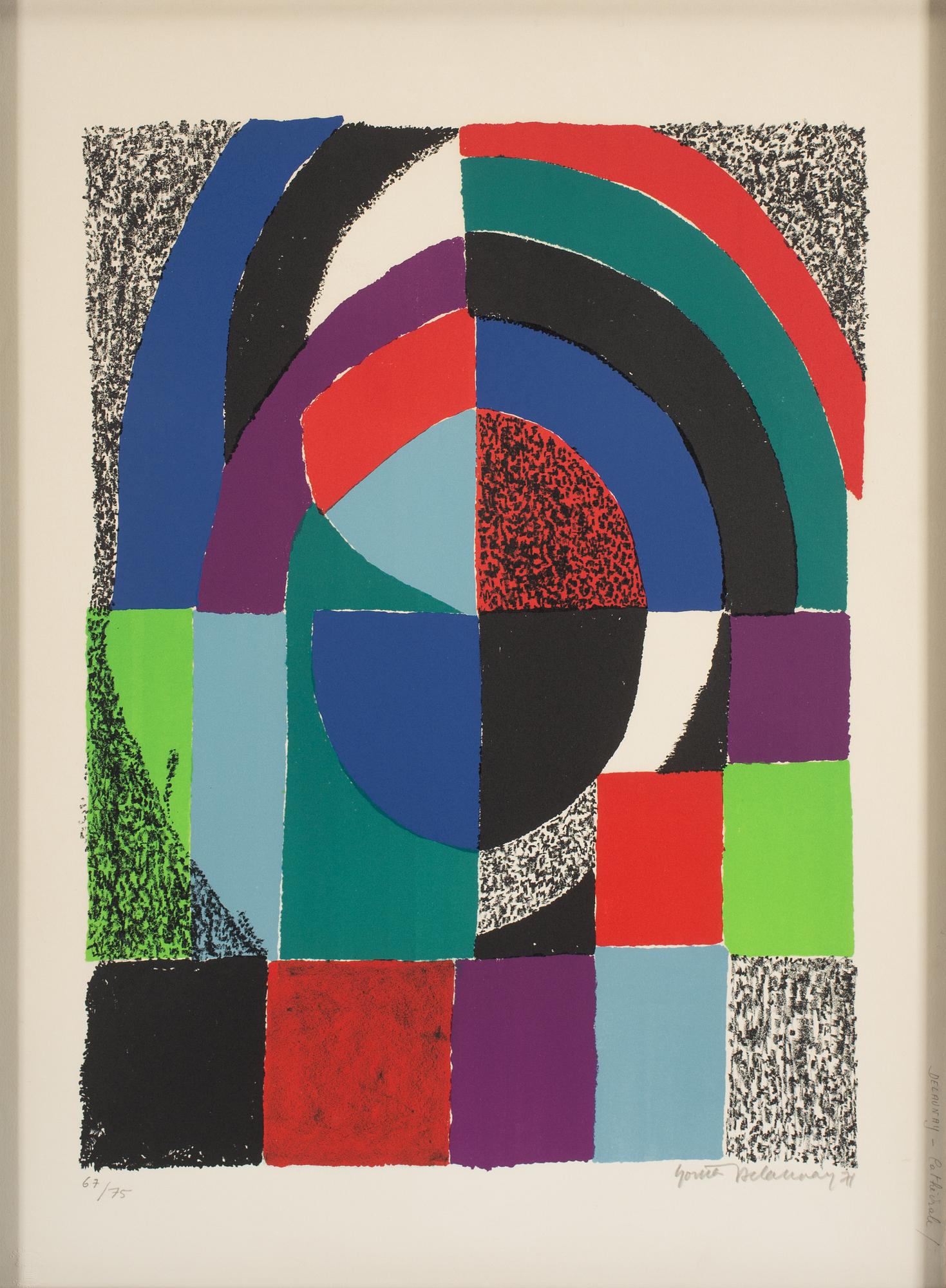 SONIA DELAUNAY, "Cathedrale", color litograph, signed and numbered 67/75.