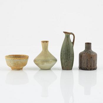 Carl-Harry Stålhane, a group of eight stoneware vases and Gunnar Nylund, a stoneware vase, Rörstrand.