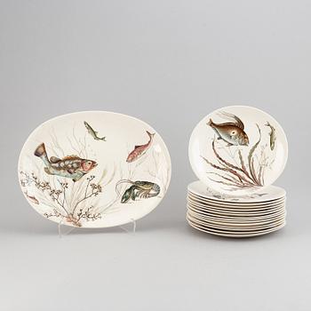 A part dinner service, Johnson Bros, England, "Fish". (16 pieces).