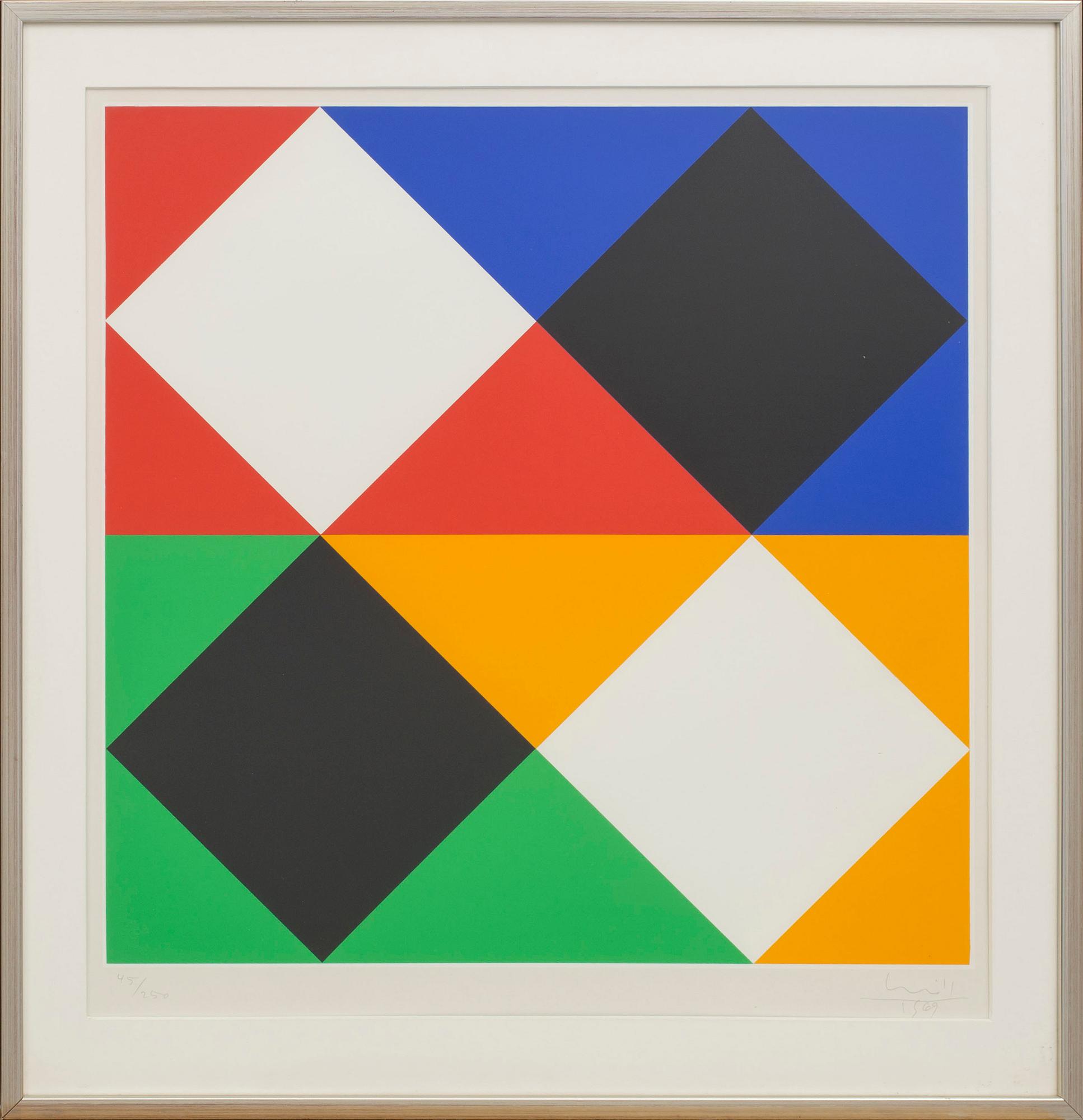 MAX BILL,  Serigraph in colors, numbered 45/250 and signed. Dated 1969.