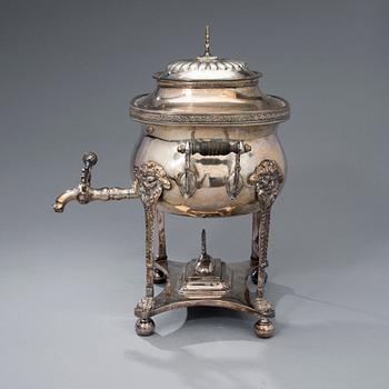 SAMOVAR, försilvrad koppar och mässing, England 1800-talets början.