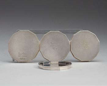 A set of four Wiwen Nilsson sterling coasters, Lund 1971.