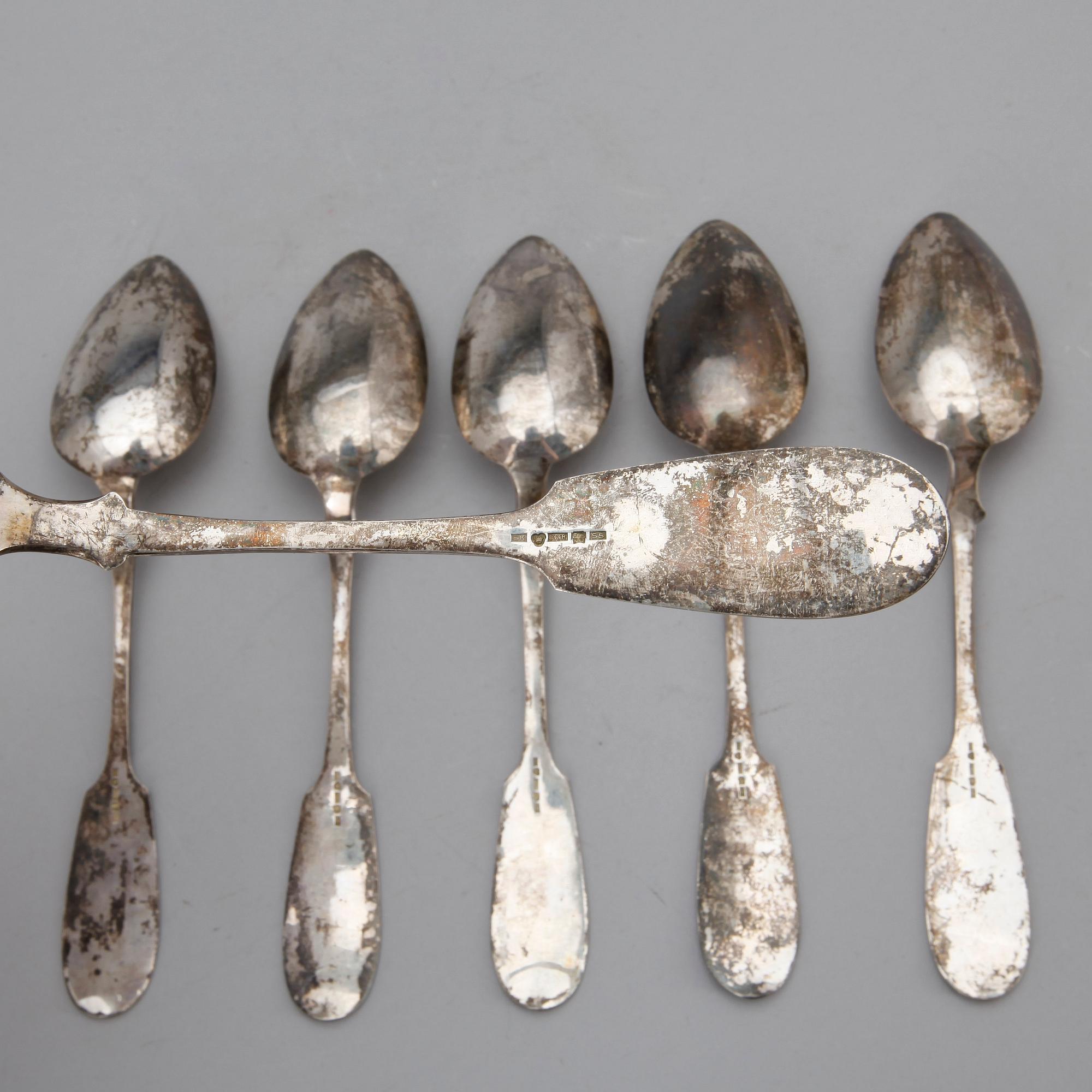 SKEDAR, 6 st, silver Finland, 1900-talets första hälft. Vikt ca 312 gram.