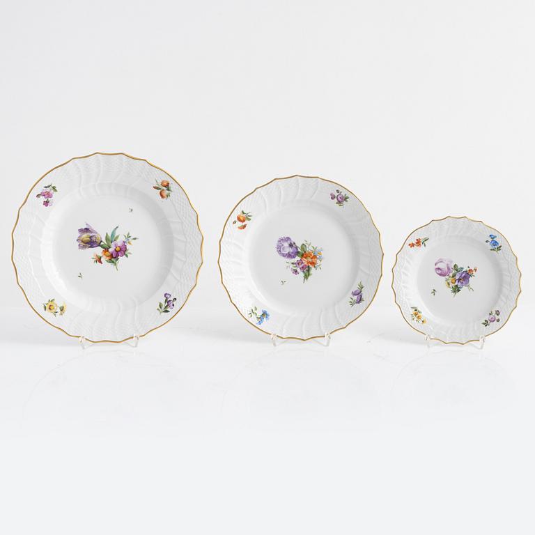 Royal Copenhagen, a 31-piece 'Sachsisk Blomst' porcelain dinner service, Denmark.