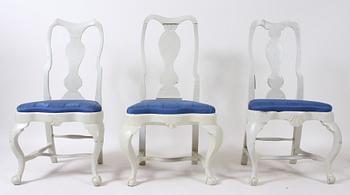 STOLAR, 6 st, senbarock/rokoko, sannolikt Västsverige, 1700-tal.