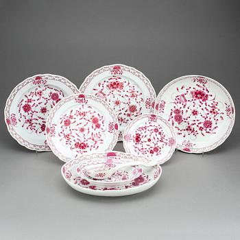 MATSERVIS, 37 delar, porslin, "Indianische blumen", Meissenliknande märke, 1800-tal.