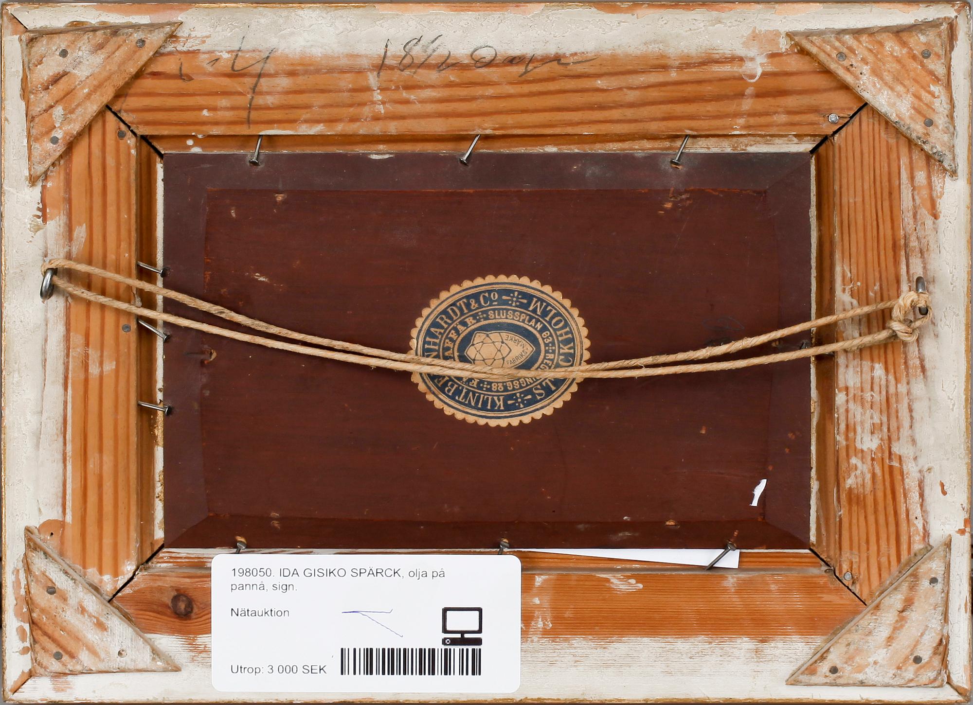 IDA GISIKO SPÄRCK, olja på pannå, sign o dat -89.