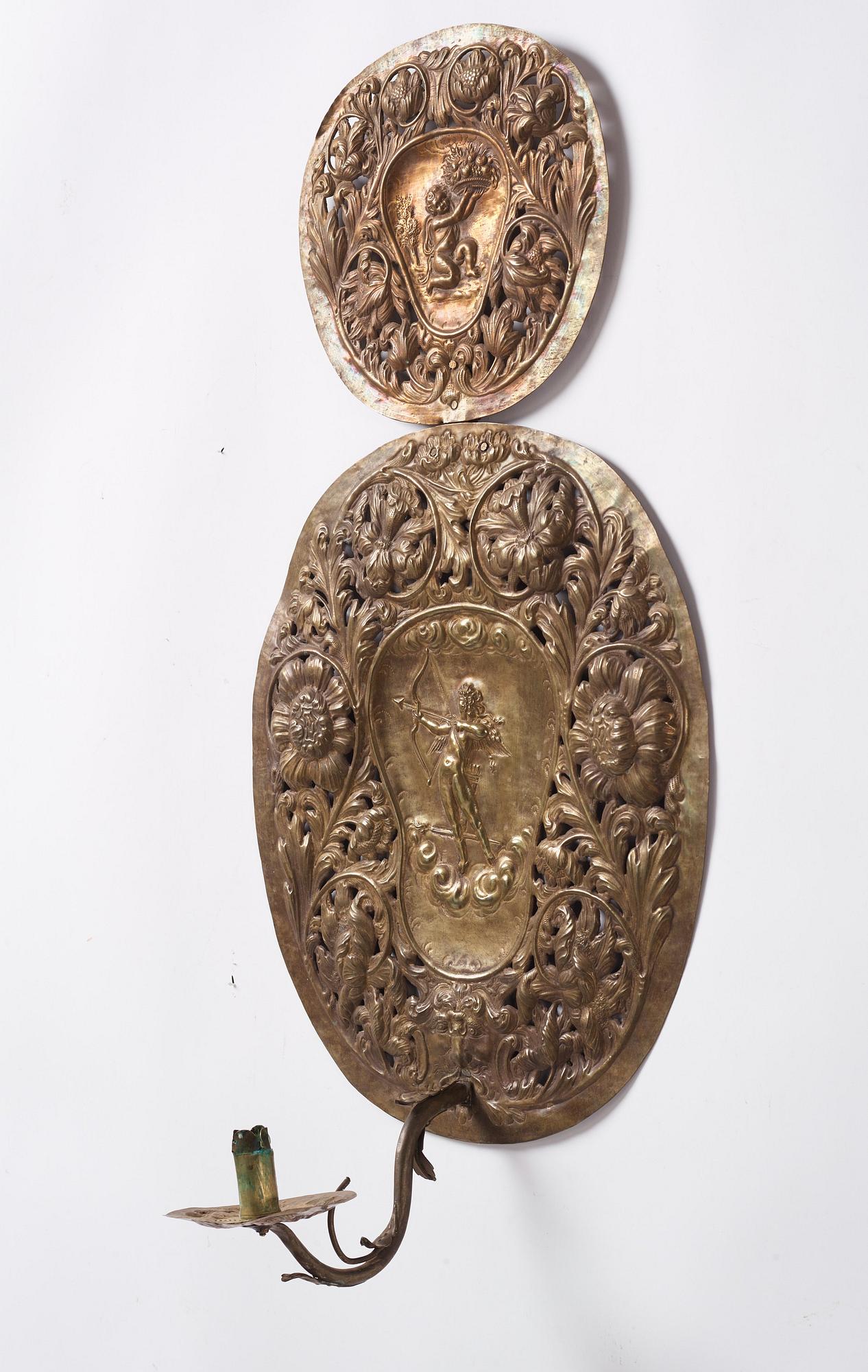 Ljusplåtar fyra stycken, för ett ljus, Sverige ca 1690-1700, Barock.