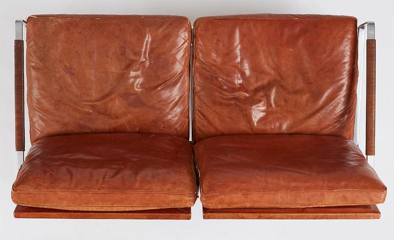 Preben Fabricius & Jørgen Kastholm, a two-seated brown leather sofa, Kill International, Germany 1960s.