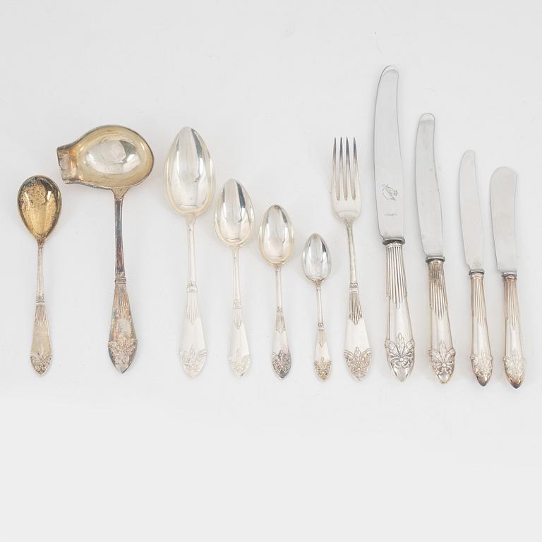Bestickservis, silver, ca 96, "Empire", C.G.Hallberg, Stockholm, 1907-60.