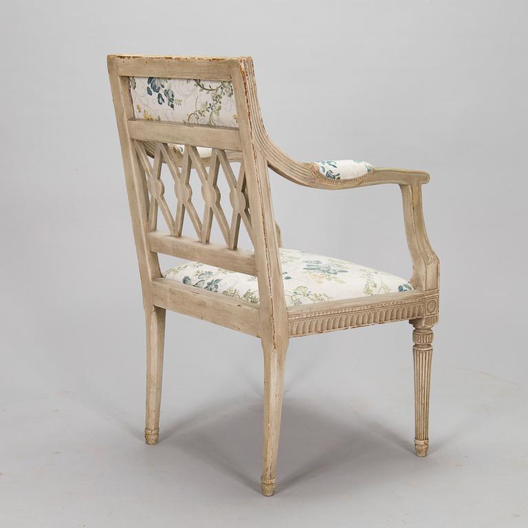 Karmstol, signerad NTS (Nils Tohrsson, Ingemanstorp, Lindome 1779-1848). Sengustaviansk.