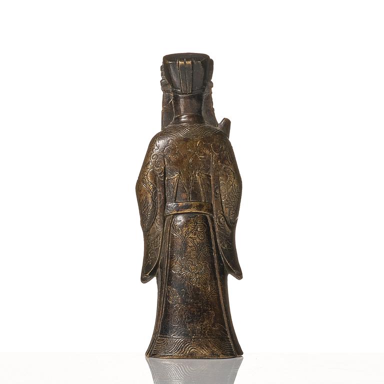 A bronze sculpture of a daoist dignitary, Qing dynasty, 18/19th Century.