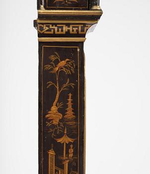 A George II japanned musical longcase clock by William Barrow (watchmaker in London 1700-36).