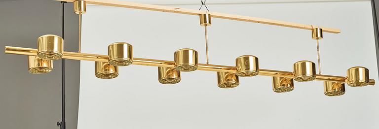 Hans-Agne Jakobsson, a 12 lights brass ceiling lamp, model 746/12, Markaryd, Sweden, 1960-70's.