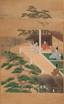 A Japanese six fold screen, Edo period (1603-1868).